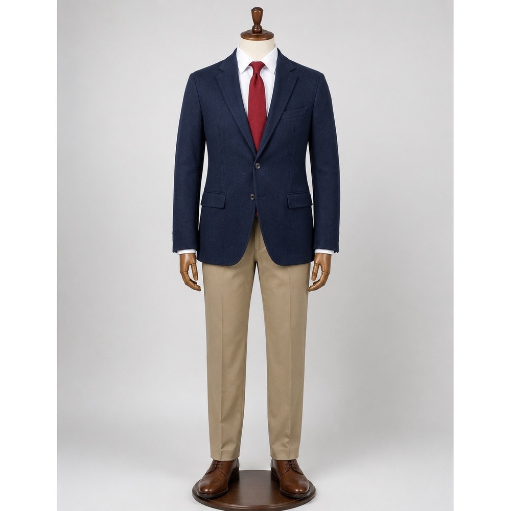 Oscar de la Renta Blazer Mens 42R Navy Blue Silk Wool Blend Sport Coat 2-Button